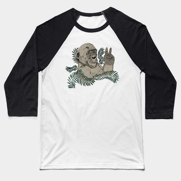 Peace Gorilla Baseball T-Shirt by msmart